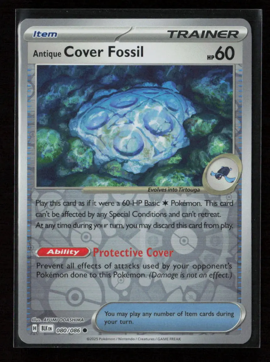 Antique Cover Fossil Common Sv: Black Bolt 080/086 Nm 1
