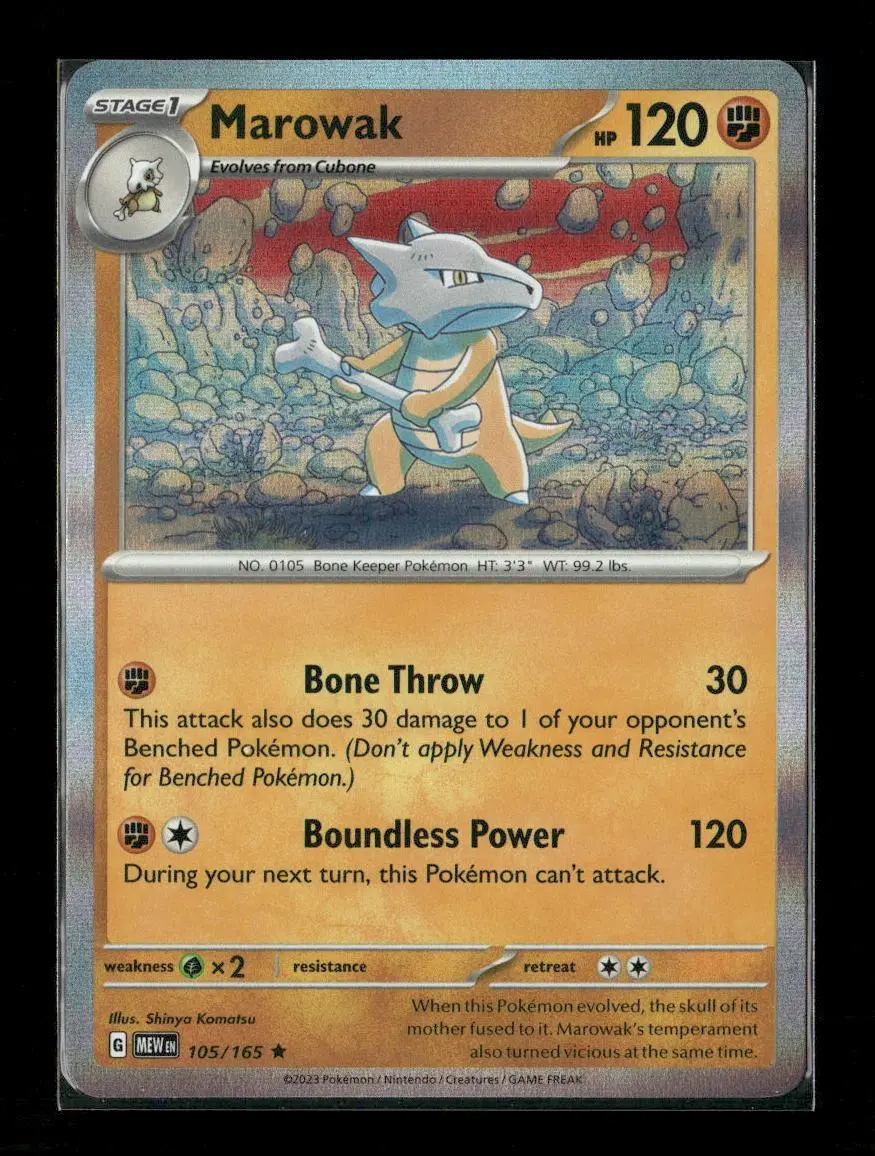 Marowak Rare Sv: Scarlet & Violet 151 105/165 Lp 1