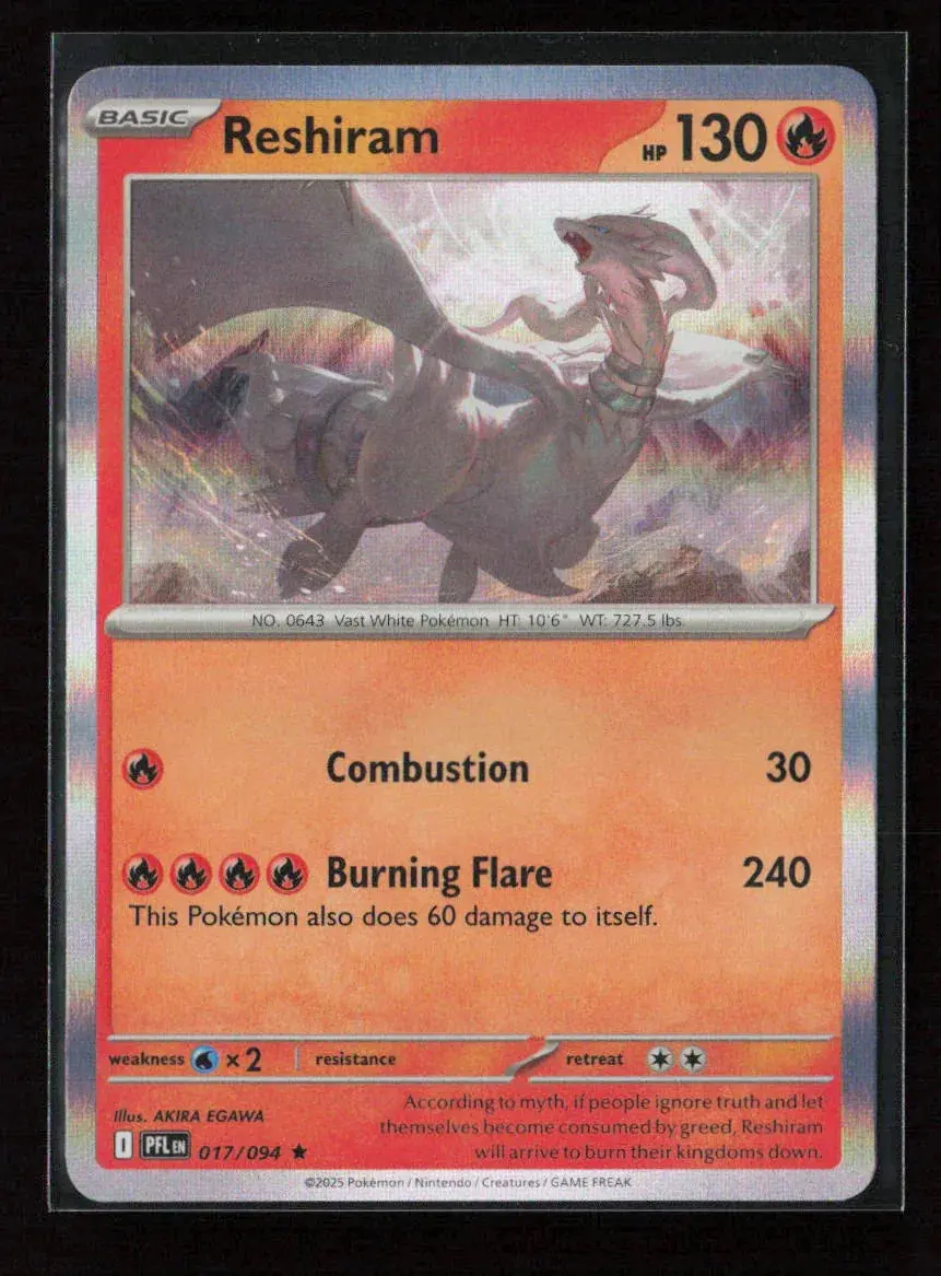 Reshiram Rare Me02: Phantasmal Flames 017/094 Nm 1