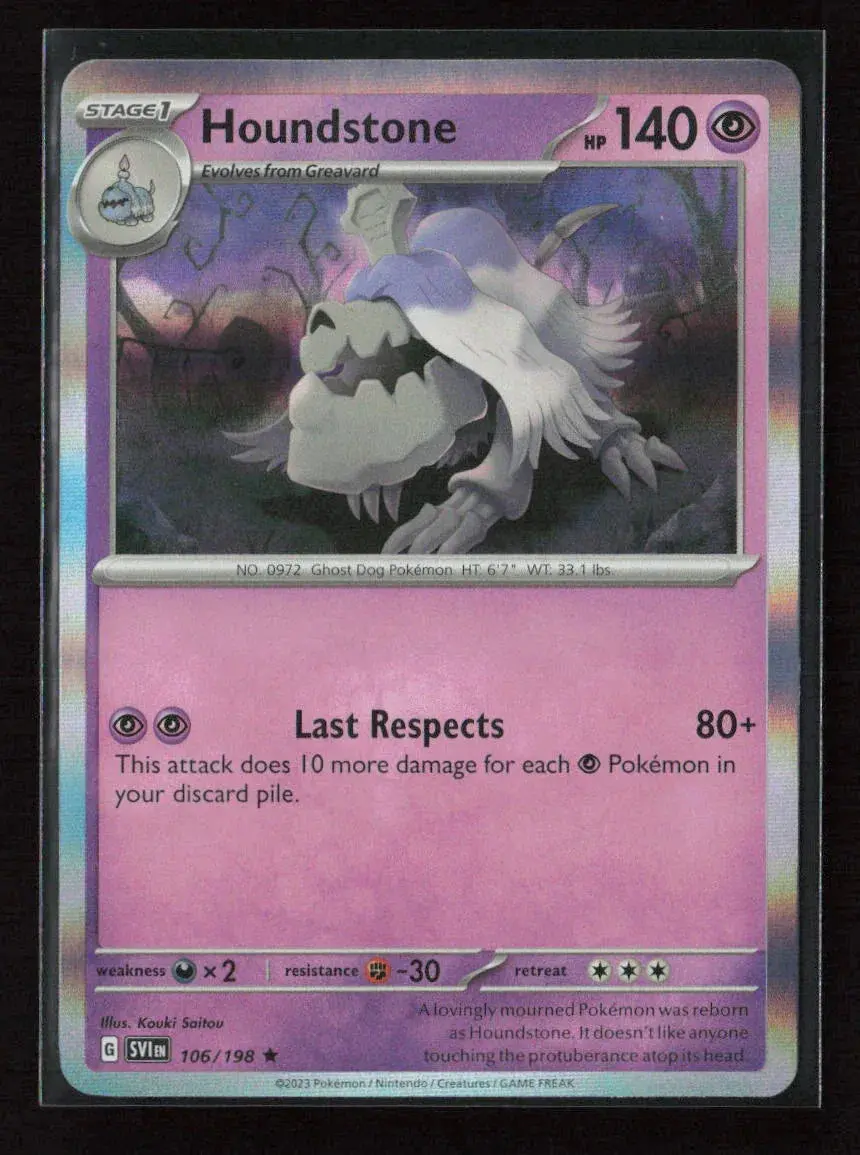 Houndstone Rare Sv01: Scarlet & Violet Base Set 106/198 Nm 1