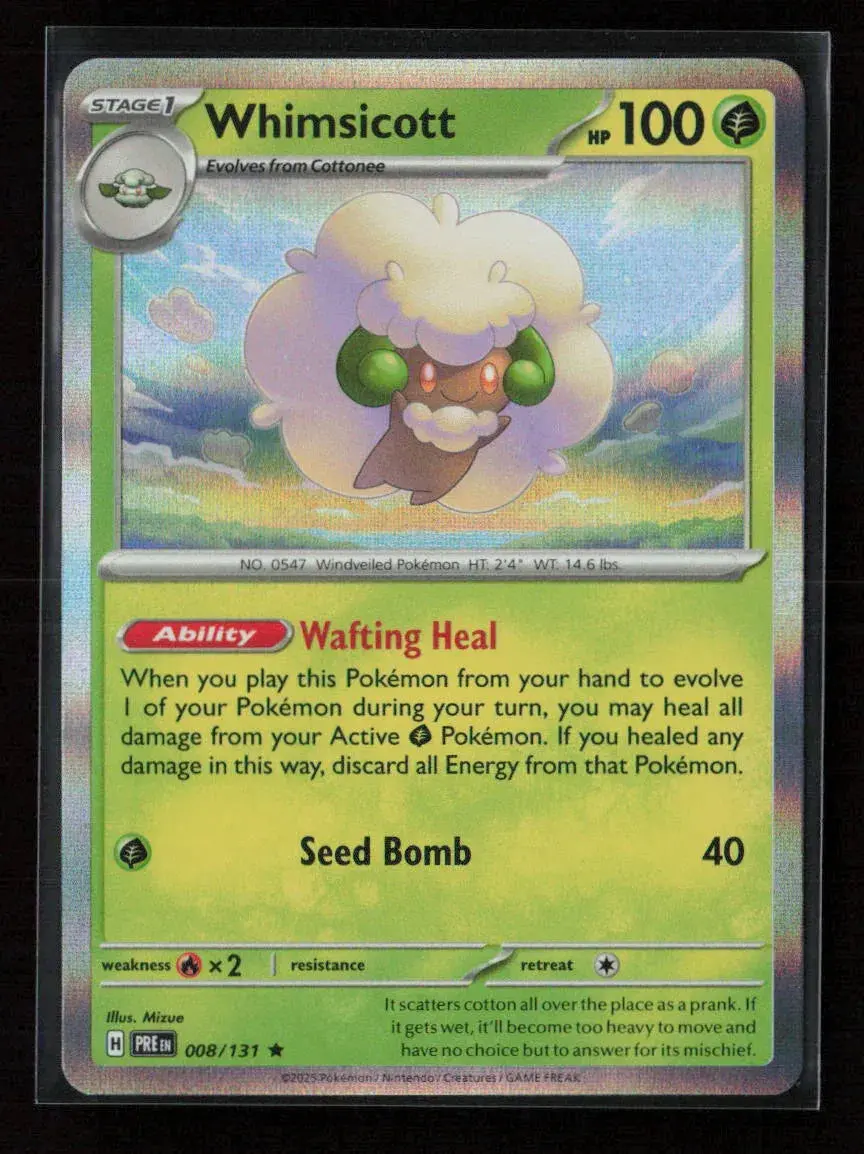 Whimsicott Rare Sv: Prismatic Evolutions 008/131 Nm 1