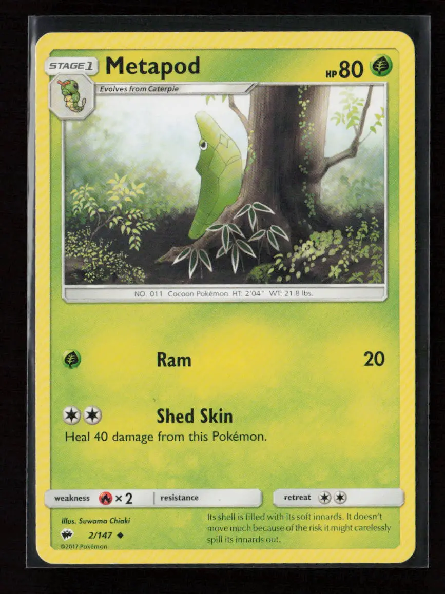 Metapod Uncommon Sm - Burning Shadows 2/147 Lp 1
