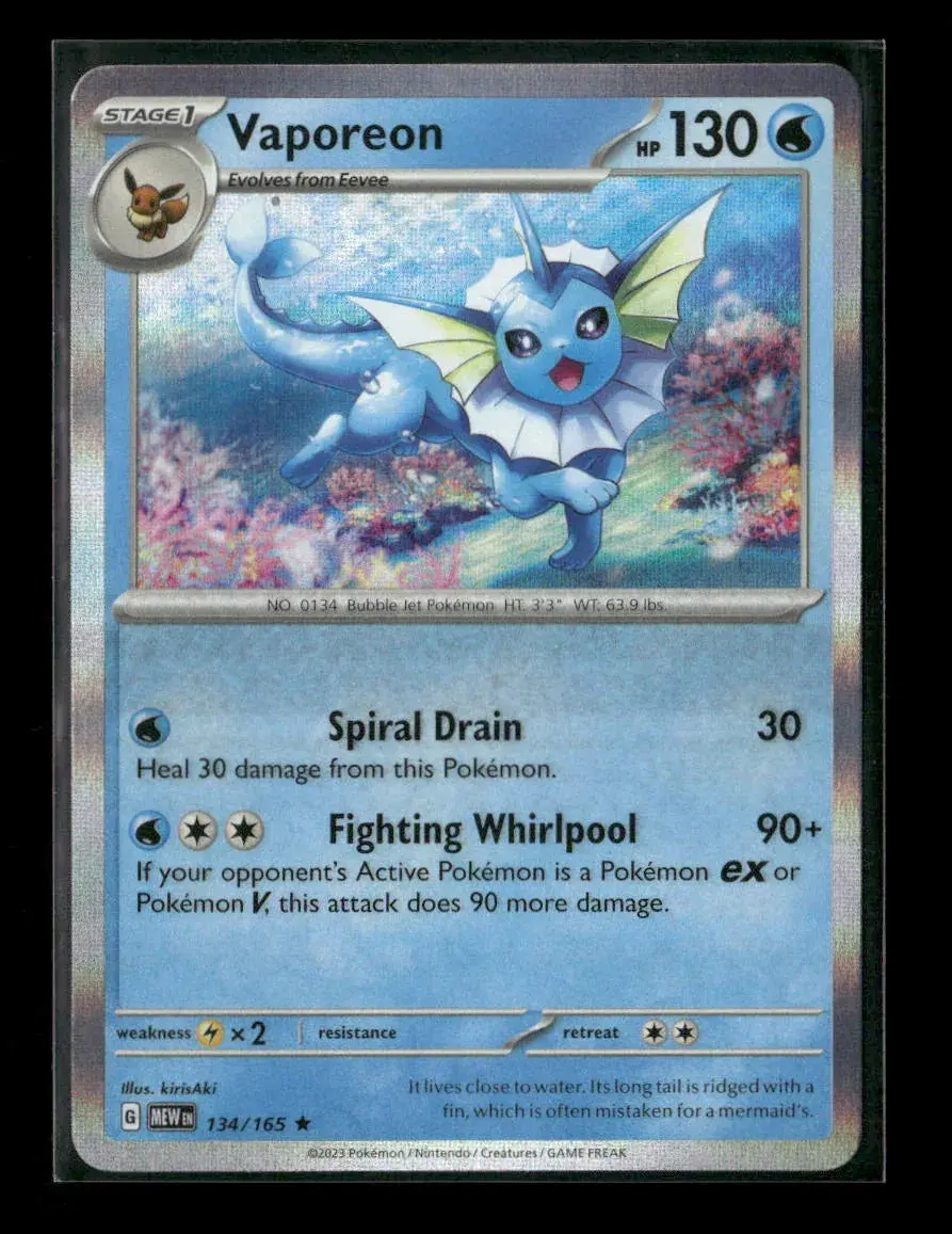 Vaporeon Rare Sv: Scarlet & Violet 151 134/165 Nm 1