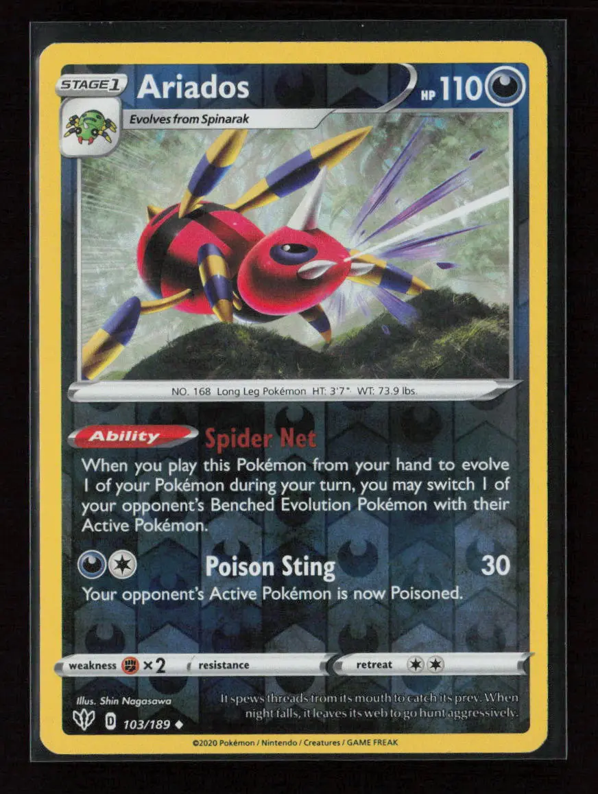 Ariados Uncommon Swsh03: Darkness Ablaze 103/189 Nm 1