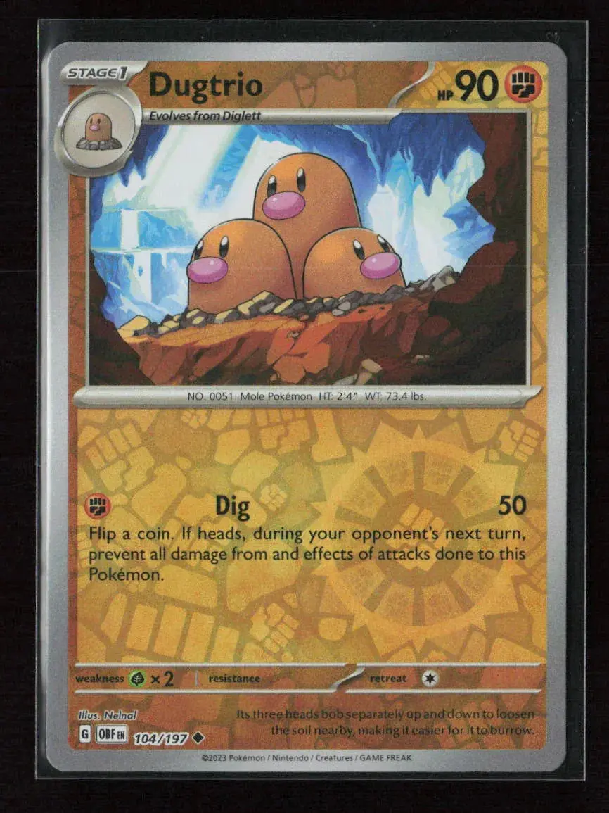 Dugtrio Uncommon Sv03: Obsidian Flames 104/197 Nm 1