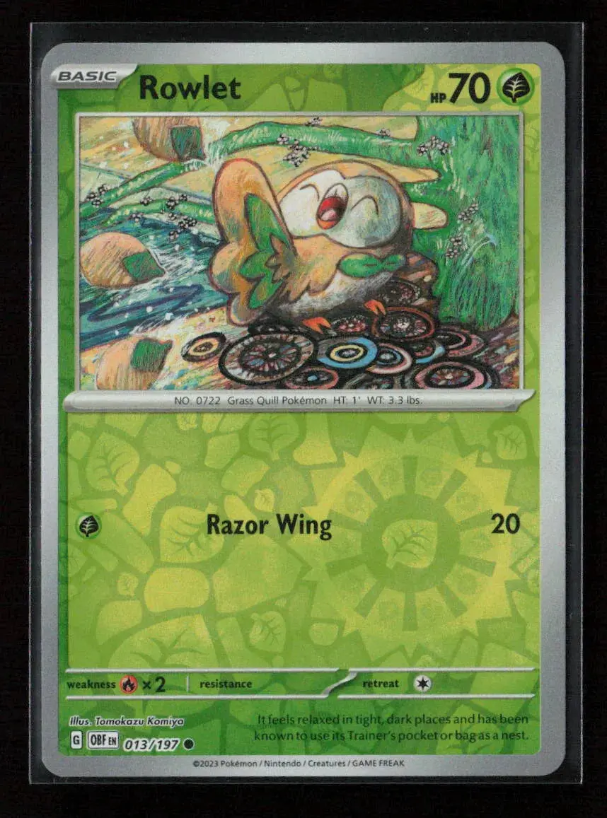 Rowlet Common Sv03: Obsidian Flames 013/197 Nm 1