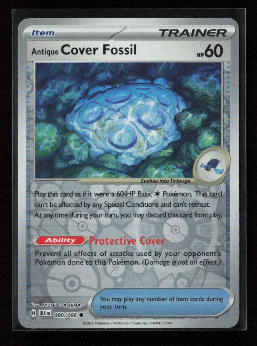 Antique Cover Fossil Common Sv: Black Bolt 080/086 Nm 1