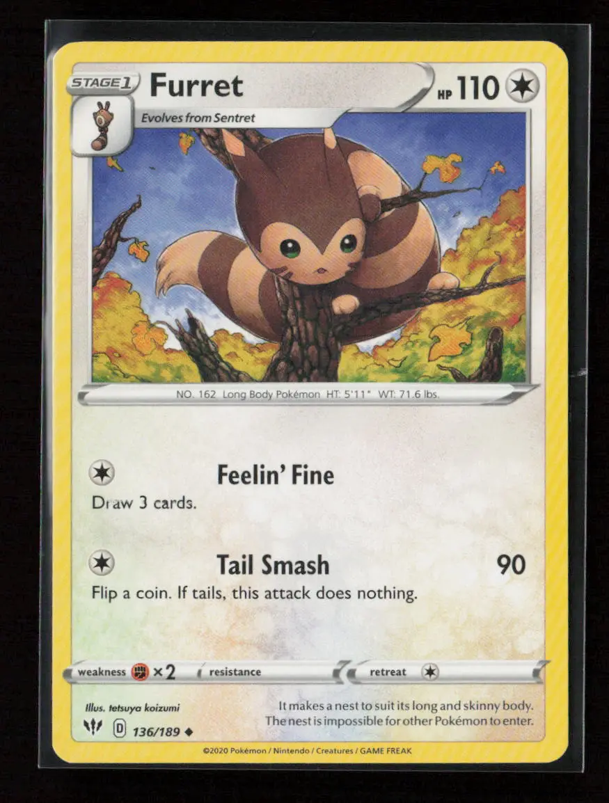 Furret Uncommon Swsh03: Darkness Ablaze 136/189 Lp 1