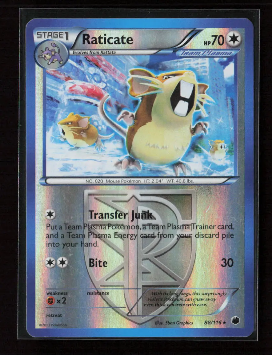 Raticate (Team Plasma) Rare Plasma Freeze 88/116 Lp 1