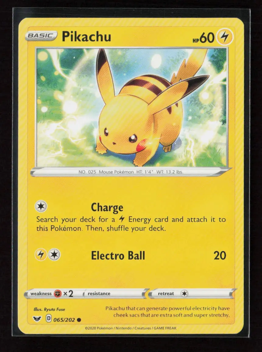 Pikachu Common Swsh01: Sword & Shield Base Set 065/202 Lp 1