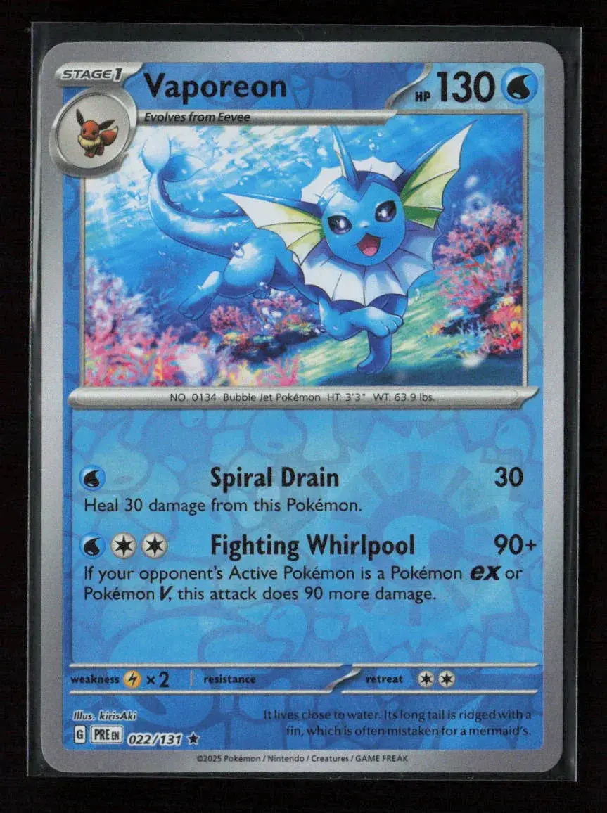 Vaporeon Rare Sv: Prismatic Evolutions 022/131 Nm 1