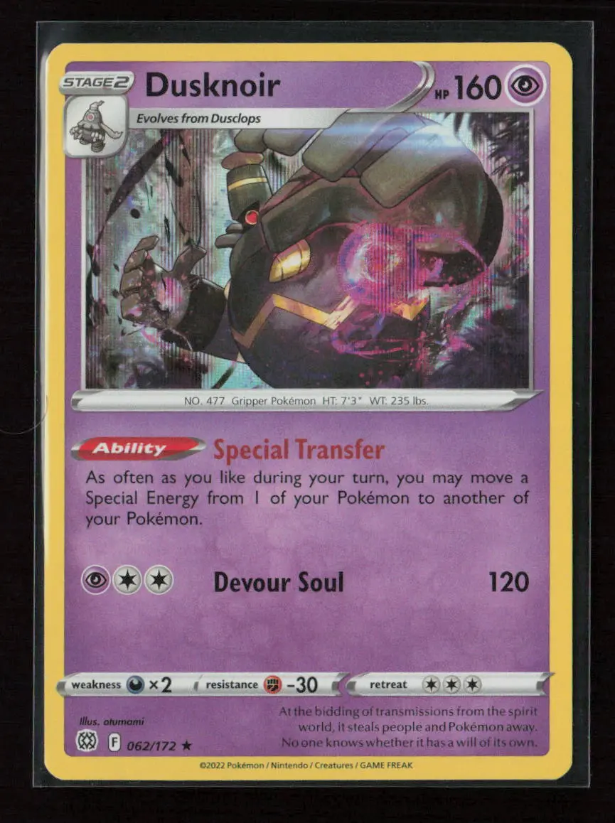 Dusknoir Holo Rare Swsh09: Brilliant Stars 062/172 Nm 1