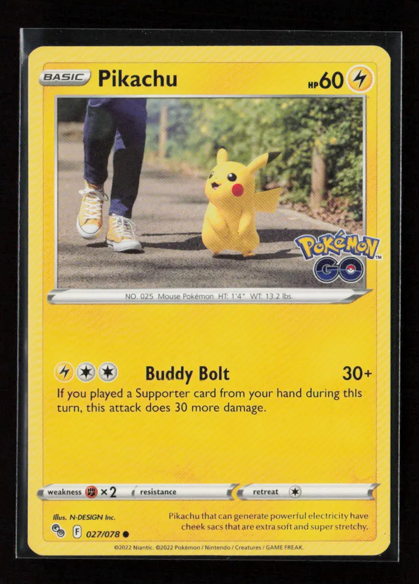 Pikachu (27) Common Pokemon Go 027/078 Lp 1