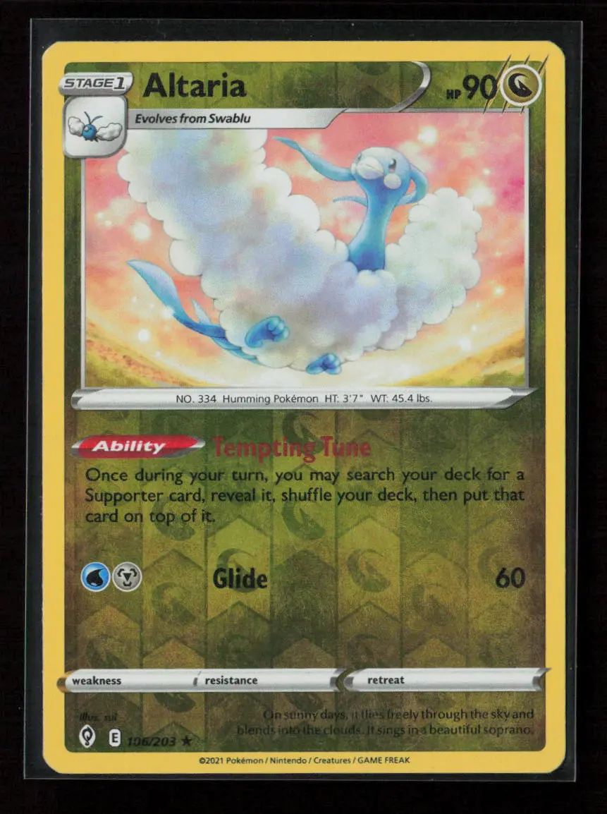 Altaria Rare Swsh07: Evolving Skies 106/203 Nm 1
