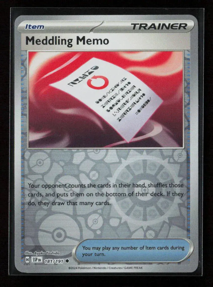 Meddling Memo Uncommon Sv08: Surging Sparks 181/191 Nm 1