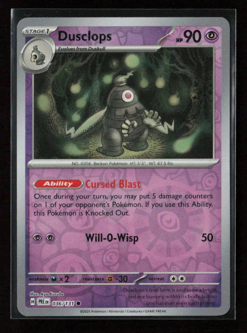 Dusclops Common Sv: Prismatic Evolutions 036/131 Nm 1