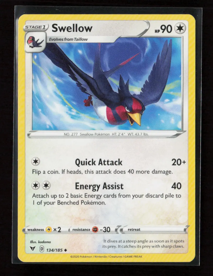 Swellow Uncommon Swsh04: Vivid Voltage 134/185 Lp 1