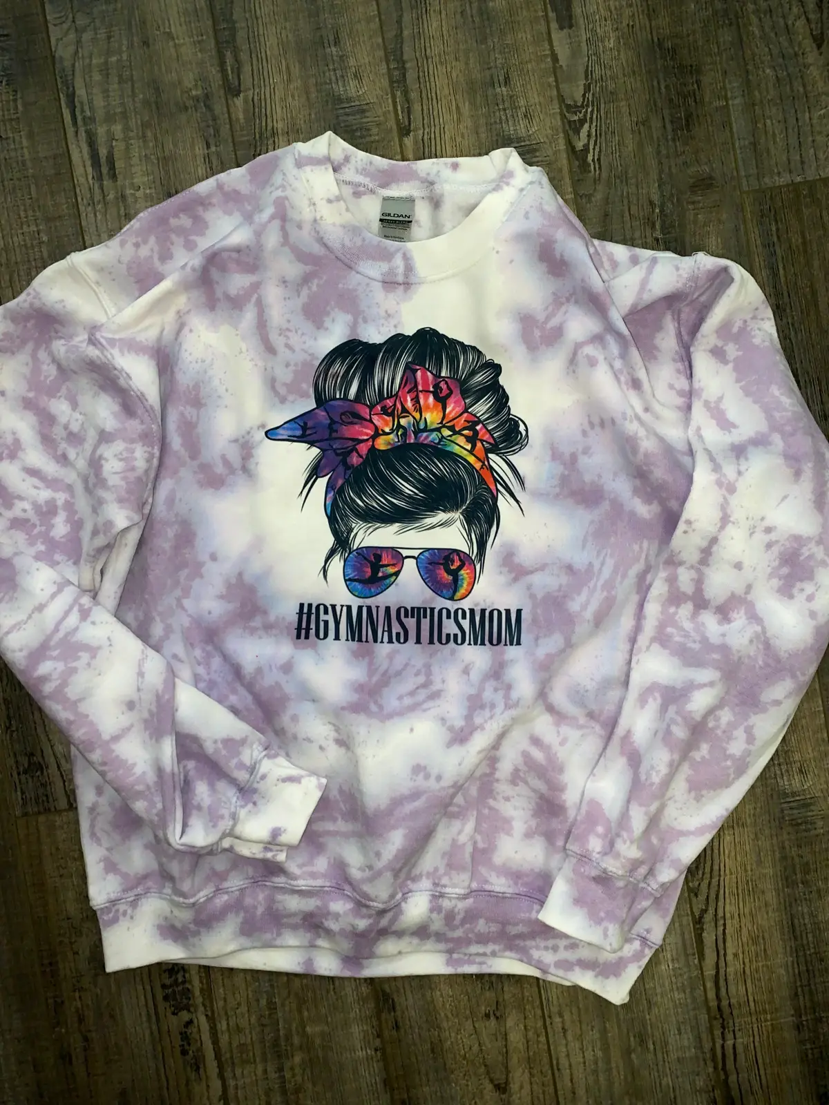 Gymnastics Mom Messy Bun Dyed Sweatshirt 1