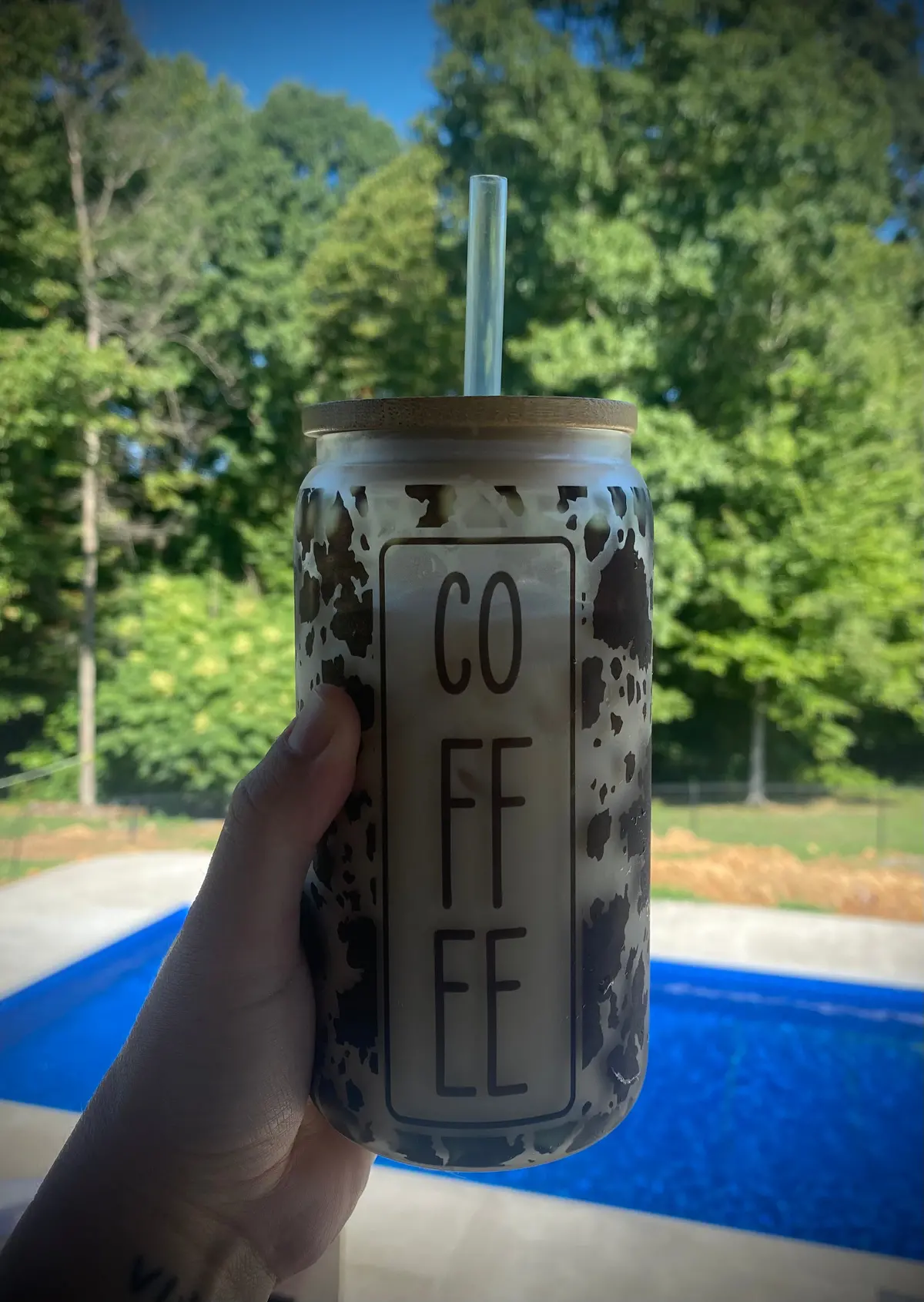 Coffee Cowhide Glass Tumbler 1