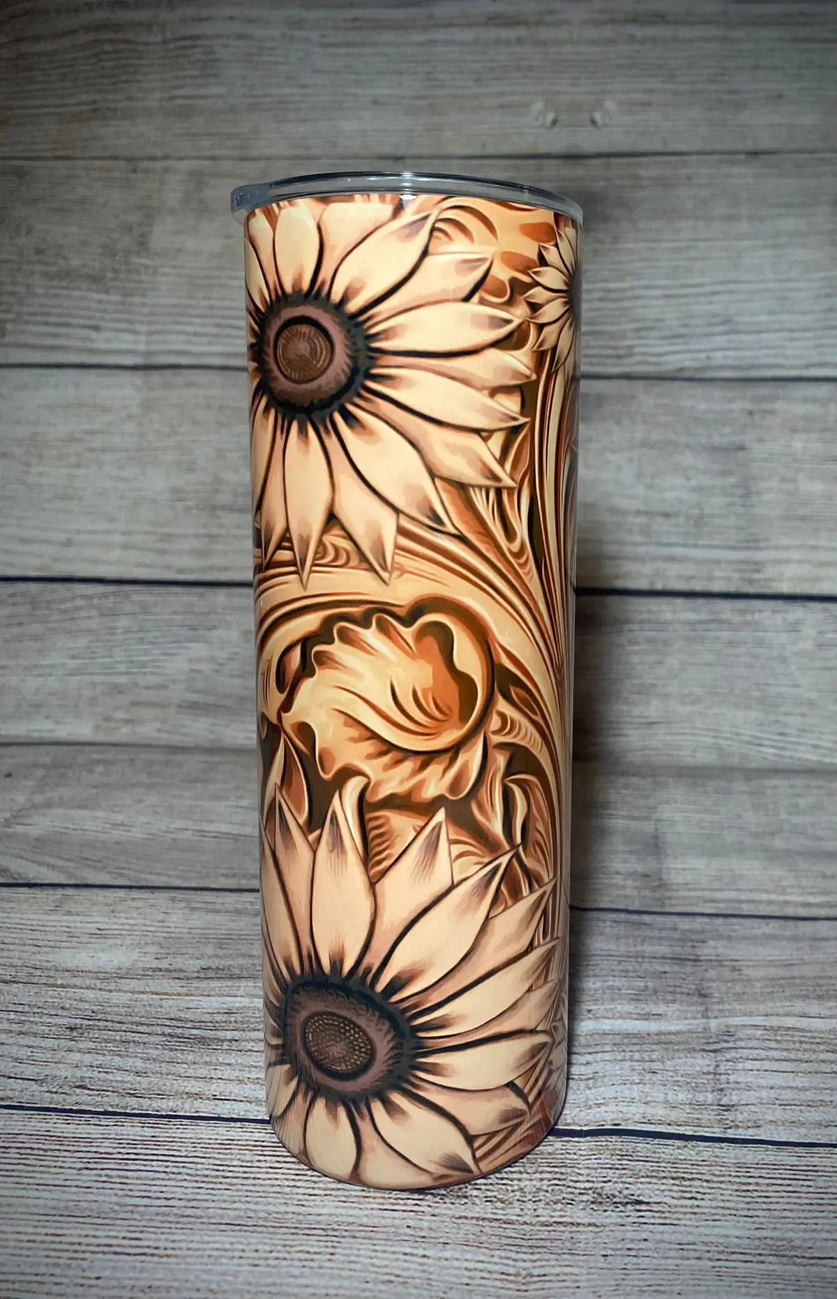 Leather Sunflower Tumbler 1